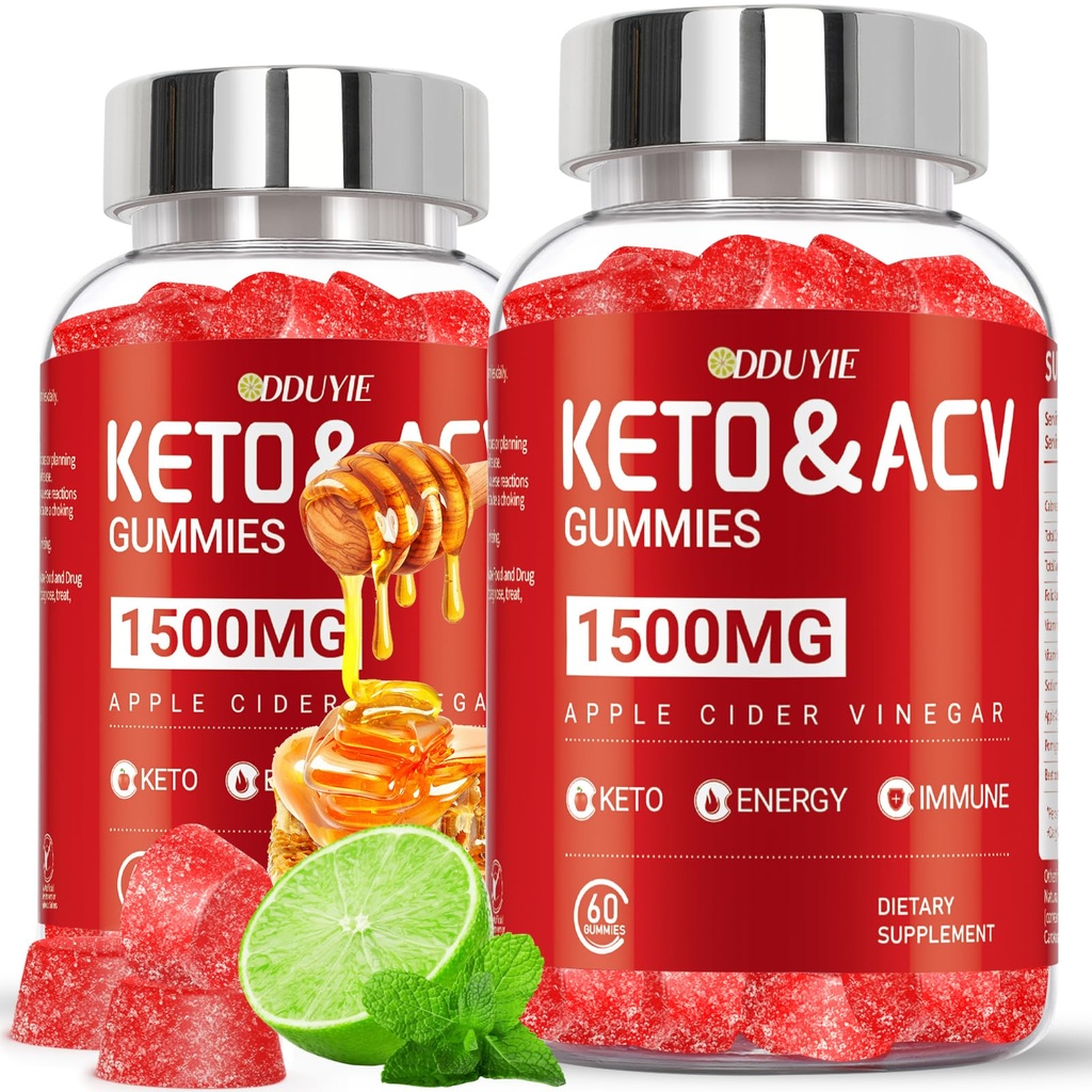 Keto ACV Gummies - 1500mg Apple Cider Ocogar Gummies with Pomegranate cvikla a vitamín B12 B6 - citrónová medová príchuť - pre mužov a ženy - GMO Free & Vegan - 120 Count