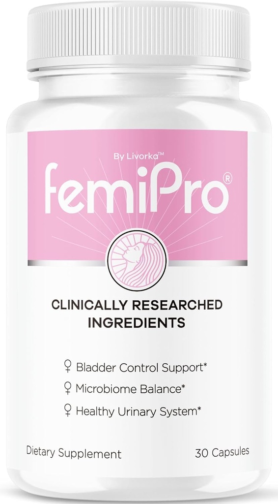 LIVORKA FemiPro Bladder Control Pills - Original FemiPro Capsules, Femi Pro Bladder Control Suplement, Probitic FemiPro Pills for Celkové hodnotenie zdravia a wellness, 30 Kapsule na 1 mesiac