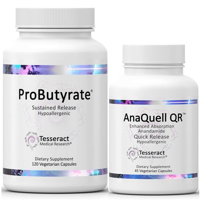 Tesseract Medical Research ProButyrate Gut Health Supplement, Butyric Acid Complex & AnaQuell QR, Stres Relief & Mood Suplement