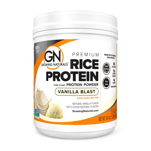 Pestovanie prírodné prírodné organické Ryžové bielkoviny prášok - 15g rastlinného proteínu, 2.8G BCAA - Nízko-karbický, Nízko-cukor, Non-GMO - Vanilla Blast, 16,4 Ounce (Pack of 1)
