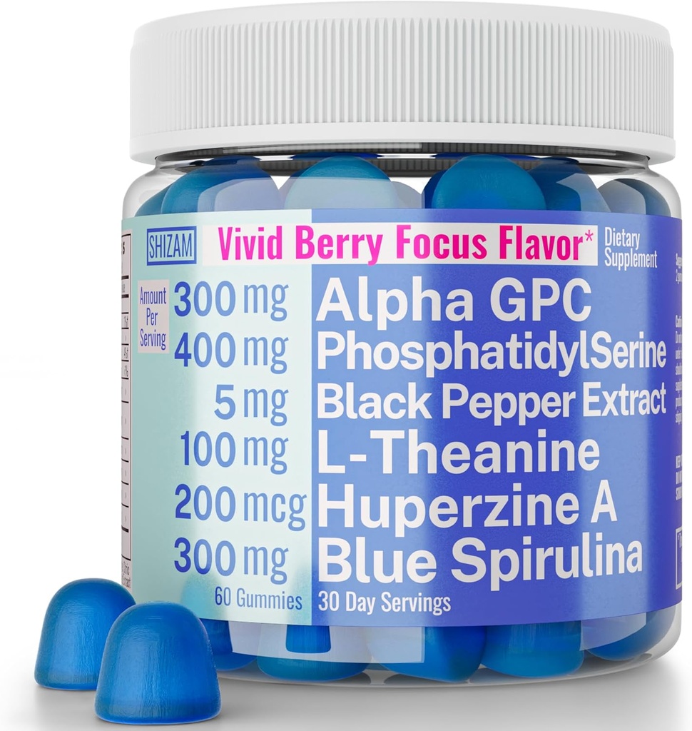 Alpha GPC Huperzine A FosfatidylSerín L-Theanine Blue Spirulina Bioperine Gummies, Alpha-GPC Huperzine-A Fosfatidyl Serine L Theanine Supplement, Powder Capsules Tablety Liquid Supplements Alt