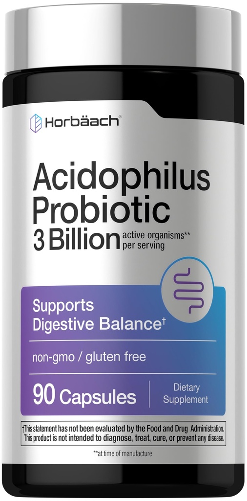 Horbäach Probiotic for Women & Men's Digestive Health 3 Milión CFU 90 Kapsule 