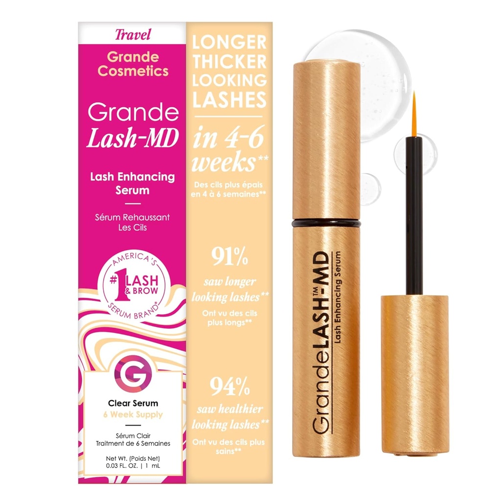 Grande Cosmetics GrandeLASH-MD Lash Zvyšujúce sérum - Peptid & Vitamín infúziou Formula pre dlhšie, hrubšie, plnšie vyzerajúce Lashes - Oftalmológ testovaný, krutosť-free