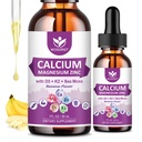 Vápnik Citrát 1000 mg s vitamínom D3 pre ženy a mužov - Tekutý vápnik Magnézium Zinok D3 K2 Supplement for Bone, Teeth Support, Sugar Free, Vegan, Banana Flavor - 1 Fl Oz (2 balenia)