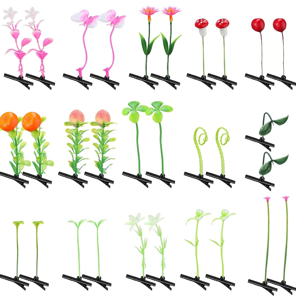 30 ks zmiešané štýlové kliešte na vlasy pre ženy a dievčatá - Bean Sprout, Kvetina, Tráva, Butterfly Vlasy a Barrette - Skvelé pre školy, Domov, Party, Vianoce