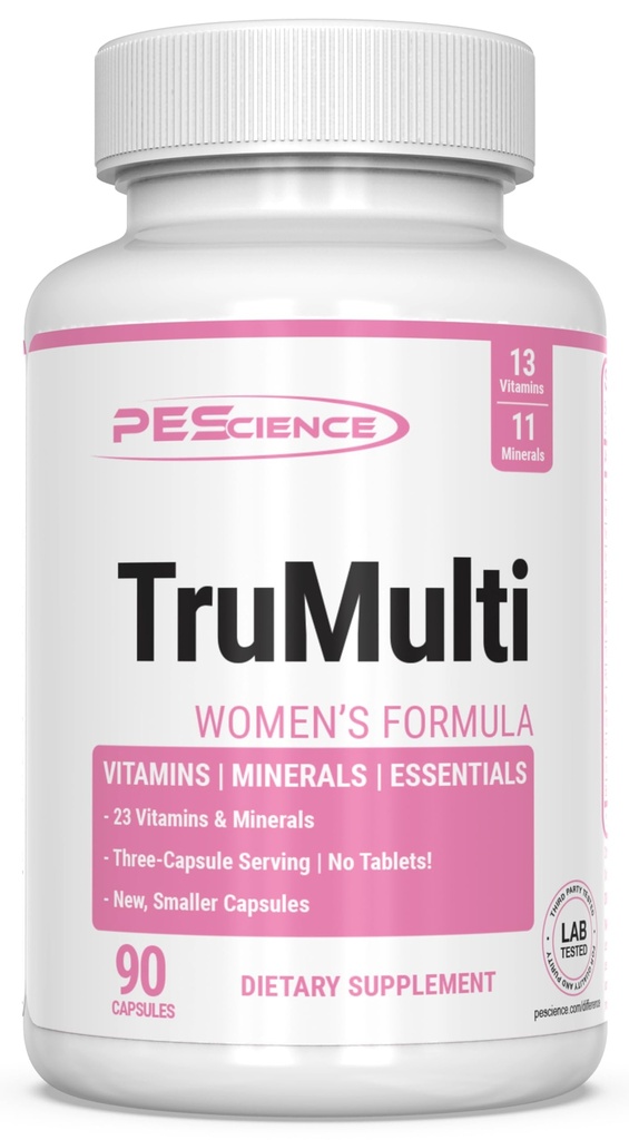 PEScience TruMulti multivitamín pre ženy so železom, denná formula s premium vitamínom C, D, Zinok doplnok pre imunitnú podporu, oneskorené minerály, 90 ľahko prehltnúť Kapsule