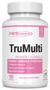 PEScience TruMulti multivitamín pre ženy so železom, denná formula s premium vitamínom C, D, Zinok doplnok pre imunitnú podporu, oneskorené minerály, 90 ľahko prehltnúť Kapsule