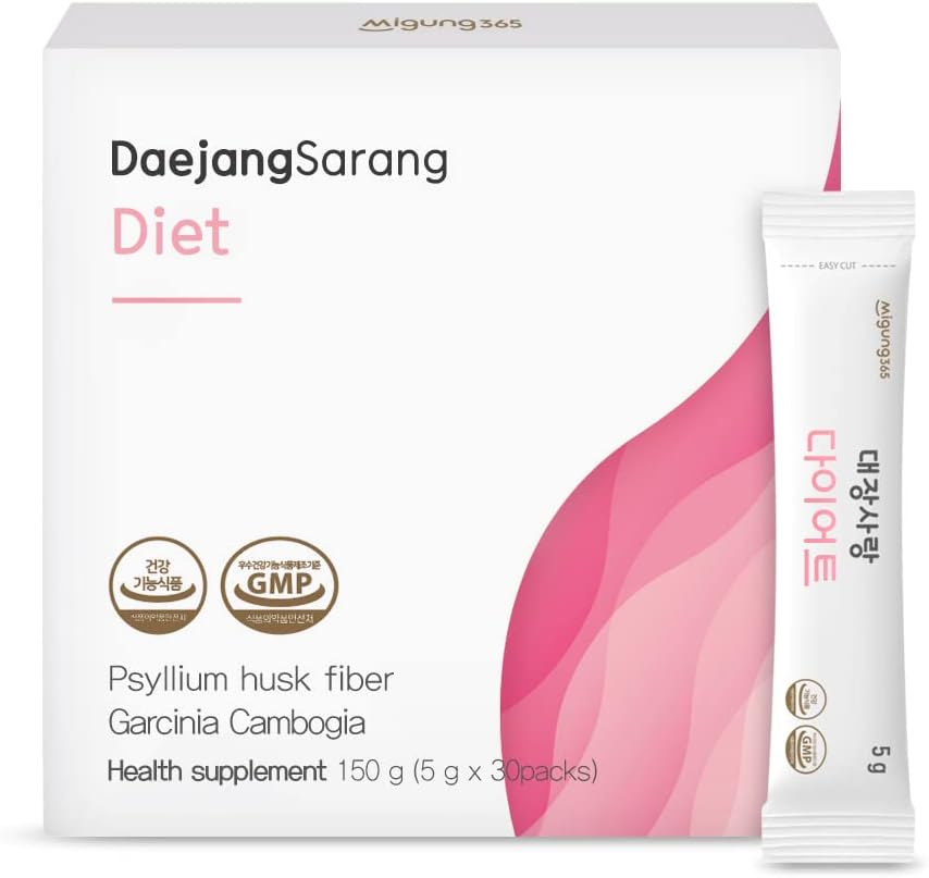 Daejang Sarang (Garcinia Cambogia, 30 Sticks) - Psyllium Husk Fiber Supplement, Tráviace zdravie a zápcha Relief. Rastlinné zložky, extra sila 5,500mg & HCA 780mg.