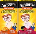 Airborne 1000mg Vitamín C Žuvacie tablety Citrus & Very Berry Flavor Bundle - Immune Support Supplement with Zinc and Výkonný Antioxidant Vitamíny A & E, (2x96ct fľaštičky)
