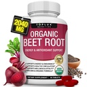 Organická Beet Root Powder Tablets - 2040mg Prírodný oxid dusnatý Repy na podporu, Energia, čierne korenie Lepšie vstrebávanie, non-GMO, pre mužov Ženy, 90 Tablety
