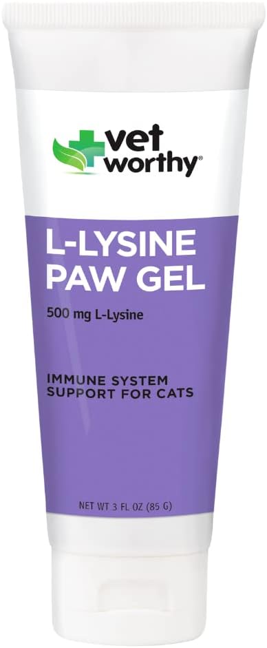 Vet Worthy Lysin Paw Gél Pomoc pre mačky - Cat Paw Gel na podporu imunitného systému a celkového zdravia - Cat Supplement with Amino Acid L-Lysine- Salmon Flavor Gel, 3oz