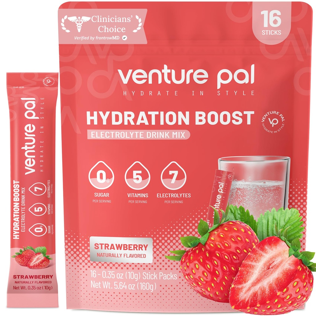 Venture Pal Sugar Free Electrolyte Powder Pakets - Liquid Daily IV Drink Mix for Rapid Hydration & Party Recovery 