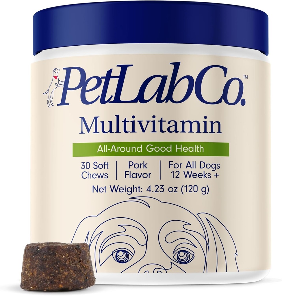 PetLab Co. 22 v 1 pes multivitamín - podporná psa imunitná odpoveď, koža, kozmetika, kĺby a celkové zdravie - vitamíny A, E, D, B12, minerály, antioxidanty - žuvacia pork flavor - balenie máj Vary