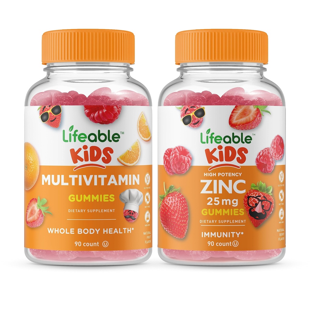 Životaschopné Multivitamínové Deti + Zinok 25mg Deti, Gummy Bundle - Veľké ochutnávky, Vitamínové doplnky, Glutén bez, GMO bez, Žuvacie Gummy
