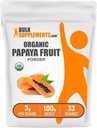 BulkSupplements.com Organic Papaya Fruit Powder - Ochutený prášok, Zdroj z Carica Papaya Fruit - Gluten Free, 3g per Serving, 100g (3,5 oz) (Pack of 1)