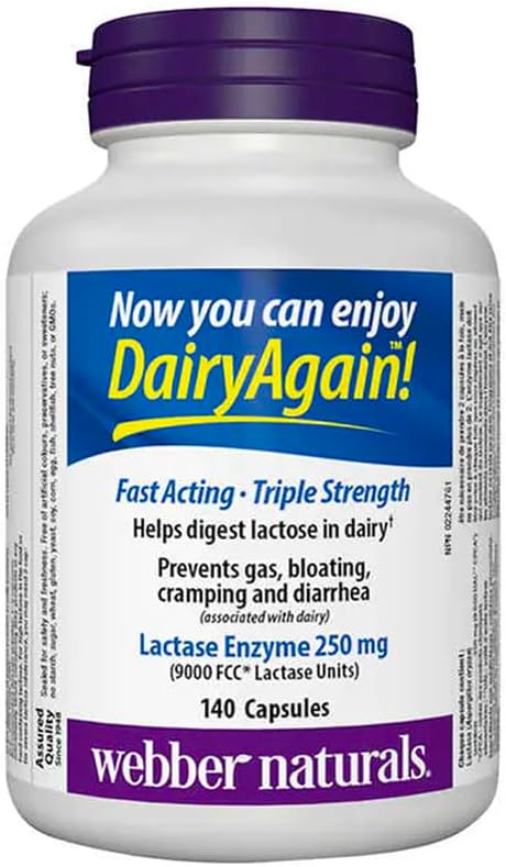 Webber Naturals Lactase Enzyme Extra Strength 140 Capsules