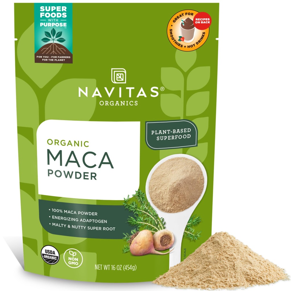 Navitas Organics Maca Powder 100% želaný Peruvian Maca pre smoothies, lattes, Pečenie & More  Vak, 180 Servings, 2-Pack)