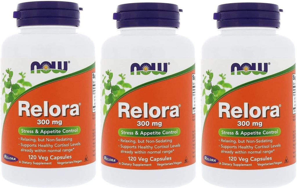Now Foods Relora 300 mg, Veg-capsules, 120-Count (Pack of 3)