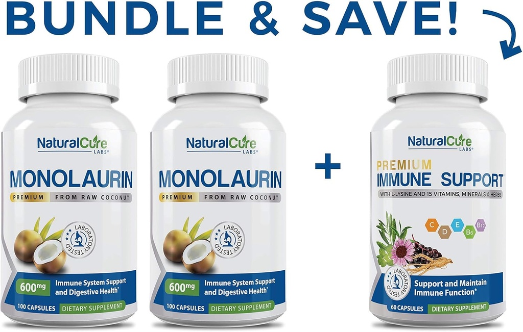 Natural Cure Labs Monolaurin 600mg 2 balenie + Imunitná podpora