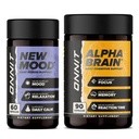 ONNIT Premium Alpha Brain Bundle - Nootropic Brain Supplement (90 gróf) pre zaostrenie, koncentrácia a pamäť + New Mood Supplement for Stres Relief, Sleep and Mood (60 gróf)