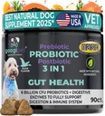 Googipet probiotiká pre psy Tráviace zdravie - Prebiotiká a probiotiká Žuvačky pre psy Gut Health + Tráviace enzýmy - Pes probiotiká pre kysnutie svrbenie kože svrbenie uší w/Papaya, tekvica, & Fiber