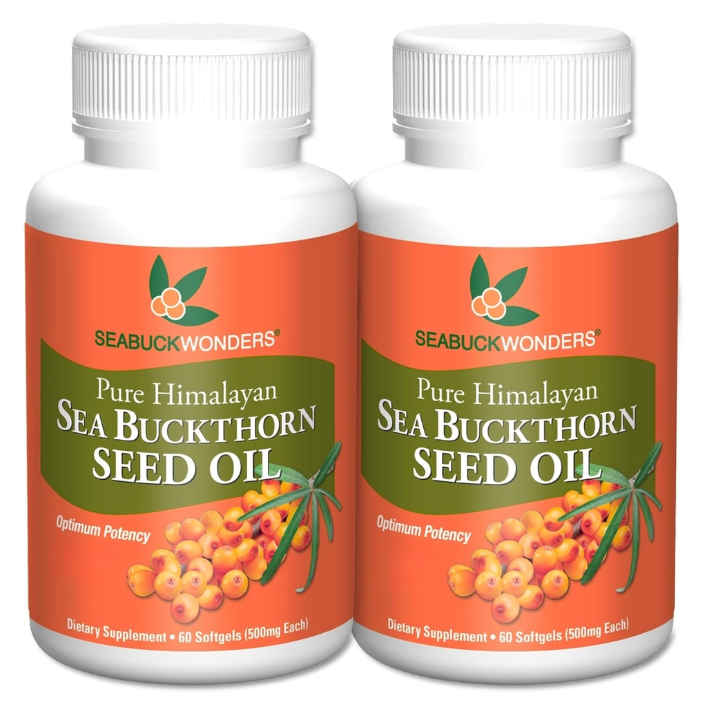 Seabuckwonders Sea Buckthorn Seed Oil, vyrobené s organickým Sea Buckthorn, 60 gróf Softgels (Stock of 2)