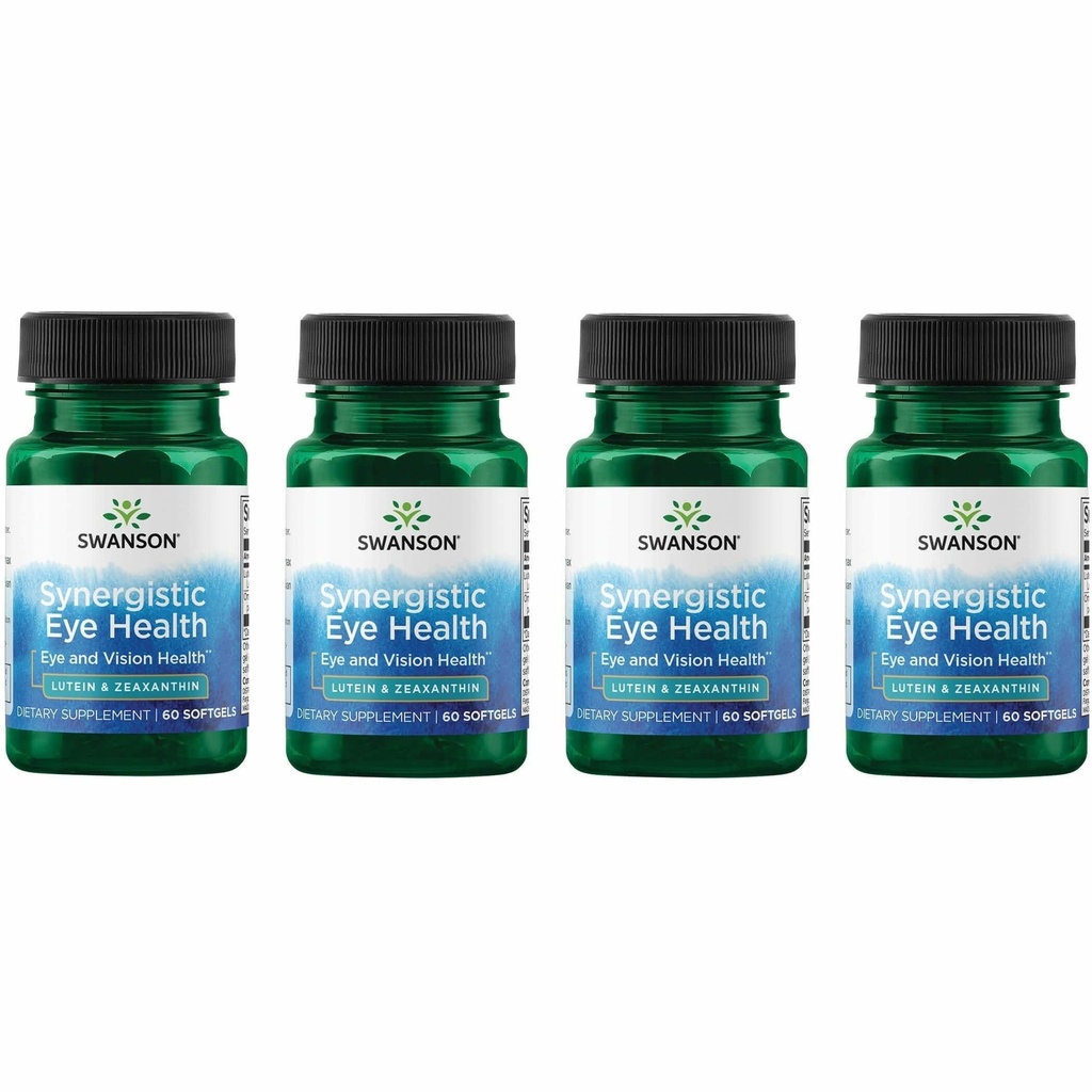 Swanson Lutein & Zeaxantin Synergistic Eye Health Vision Retina Macula Supplement (Lutein 20 mg & OmniXan Zeaxantin 2 mg) 60 Softgels Sgels (4 balenia)
