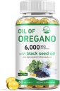 Živý prírodný olej z Oregano s čiernym olejom zo semien, 2 v 1 Oregano Supplement for Immune Health, Retainins High Concentrated Carvatrol & Thymochinón, Non-GMO, 60 Softgels, 1 balenie