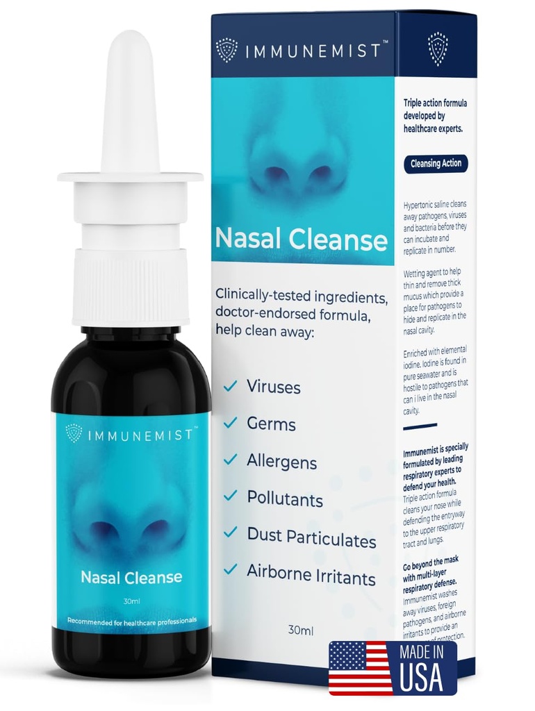 Čistenie nosa - Doporučený lekár Anti Viral Nosal Iodine Spray Fľaša opláchnuť až 250 dávok - Nosový sprej pre wellness - Vyrobené v USA