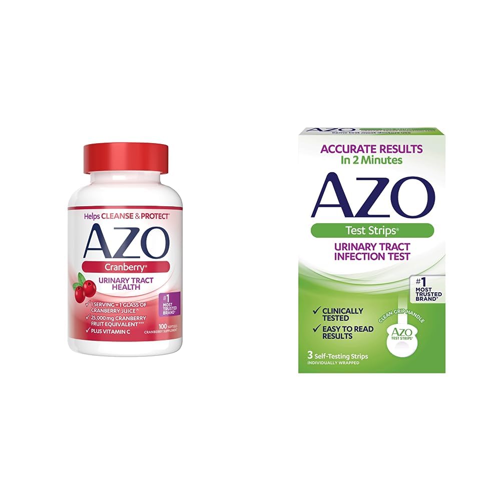 AZO Cranberry močových ciest Tract Zdravie Supplement & Urinary Tract Infection (UTI) Testové prúžky, presné výsledky za 2 minúty, klinicky testované, ľahko čitateľné výsledky, 3 Počet