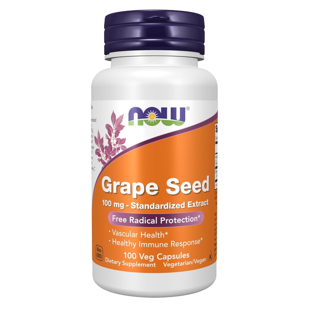 Teraz doplnky, Hroznové semeno 100 mg - Štandardizovaný extrakt, vysoko koncentrovaný extrakt s minimálne 90% polyfenolov, s vitamínom C, 100 Veg kapsuly