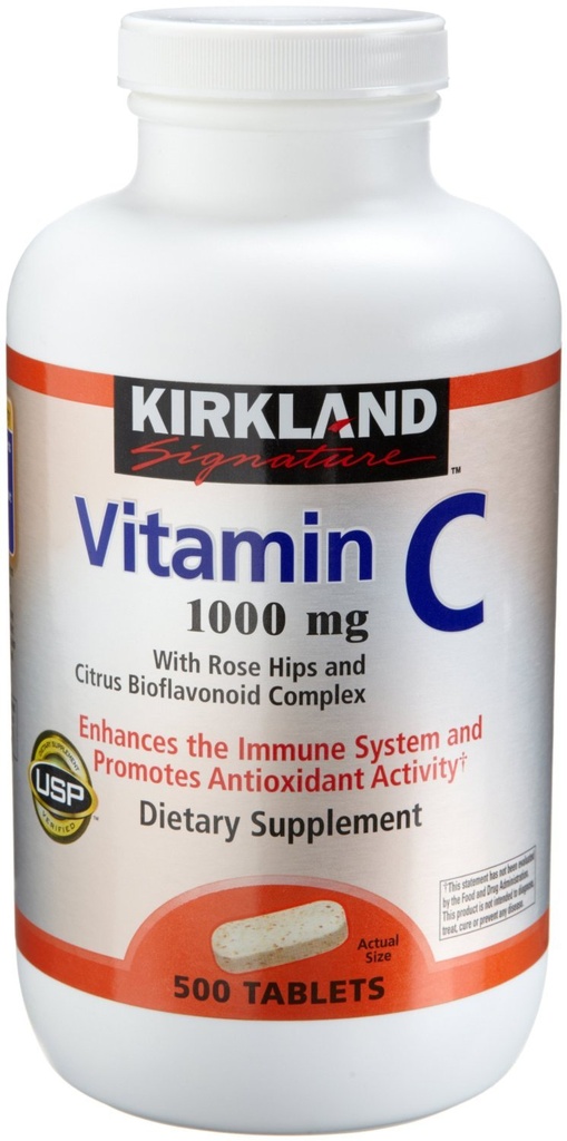 Kirkland vitamín C s Rose Hips a Citrus Bioflavonoid Complex (1000 mg), 1000-Count ((1000 mg tablety))