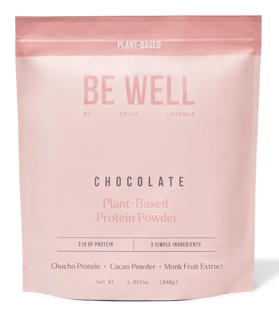 Byť dobre Kelly čokoláda Plant-Based Protein Powder, Vegan 21G Protein 9G Fiber 1 NetCarb (3 zložky, 20 Servings) 9 Amino Acids 3 BCAA No Soy, No Dairy, Stevia-Free No Sugar Pridané 1.85lb 840g