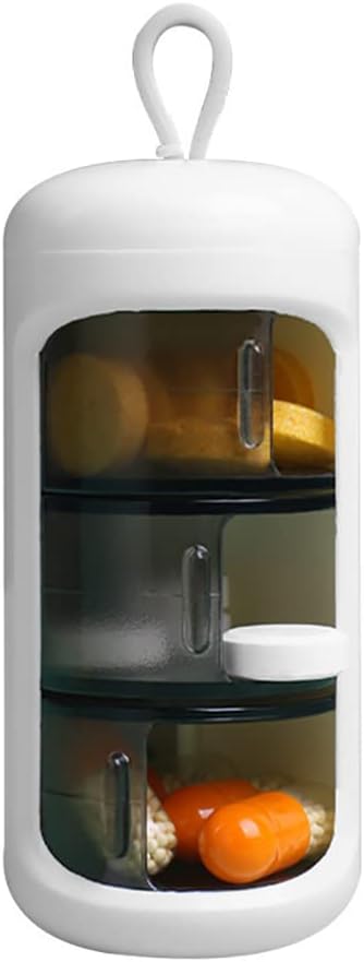 Pilulky Kontajner, Malé prenosné cestovné pilulky Prípad, Mini veľkosť pilulky Organizátor, Pill Box pre vitamín, Rybí olej, Doplnky, 3 Kompartment Posuvné denné pilulky Prípad (biela)...