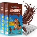 YUM-V'S - Deti Multivitamínové Žuvacie čokoládové medvede - Multivitamín pre deti doplnok - 16 Vitamíny a minerály - Vitamíny vrátane D, zinku, C, B komplexu a viac, 60 počet (Stock of 2)