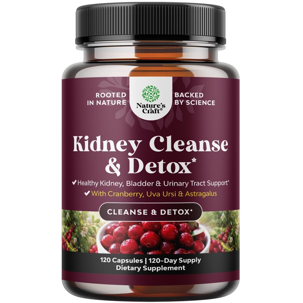Advanced Obličky Podpora Doplnková - Obličky Čistenie Detox a opravy Brusnicové extrakt kapsuly s Uva Ursi, Stinging Nettle a Astragalus pre zdravie obličiek - močové Tract Health - 120 Caps