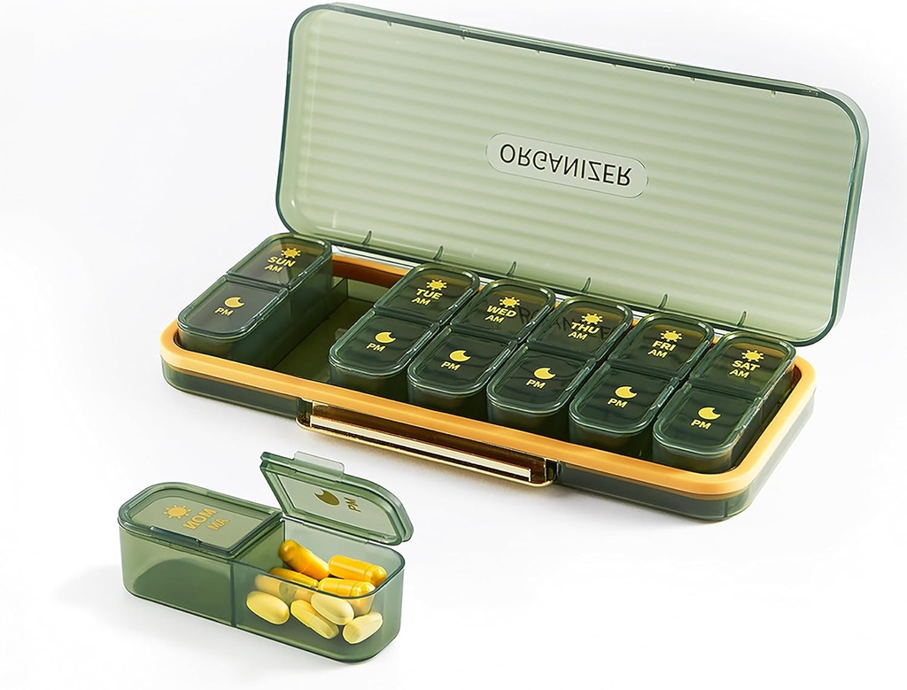 Bexeen Týždenná medicína Usporiadateľ pilulky Box Am Pm pilulky Organizátor 7 deň pilulky Prípad 2 Časy denne pilulky Kontajner vitamín Organizátor cestovať veľké pilulky držiteľ pre doplnok roztomilé lieky úložisko