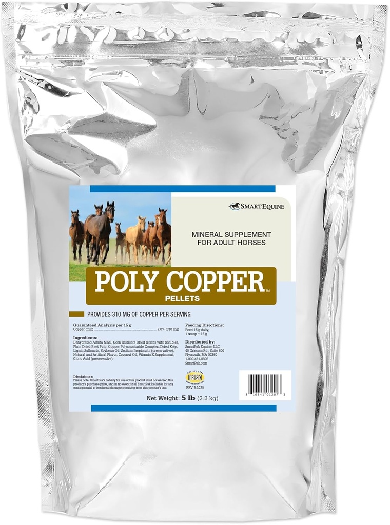 Poly Copper Pellets | Equine Horse Coat Supplements for Skin | Vitamins & Minerals Supplements for Horses Bones and Metabolism | 5 lb Bag