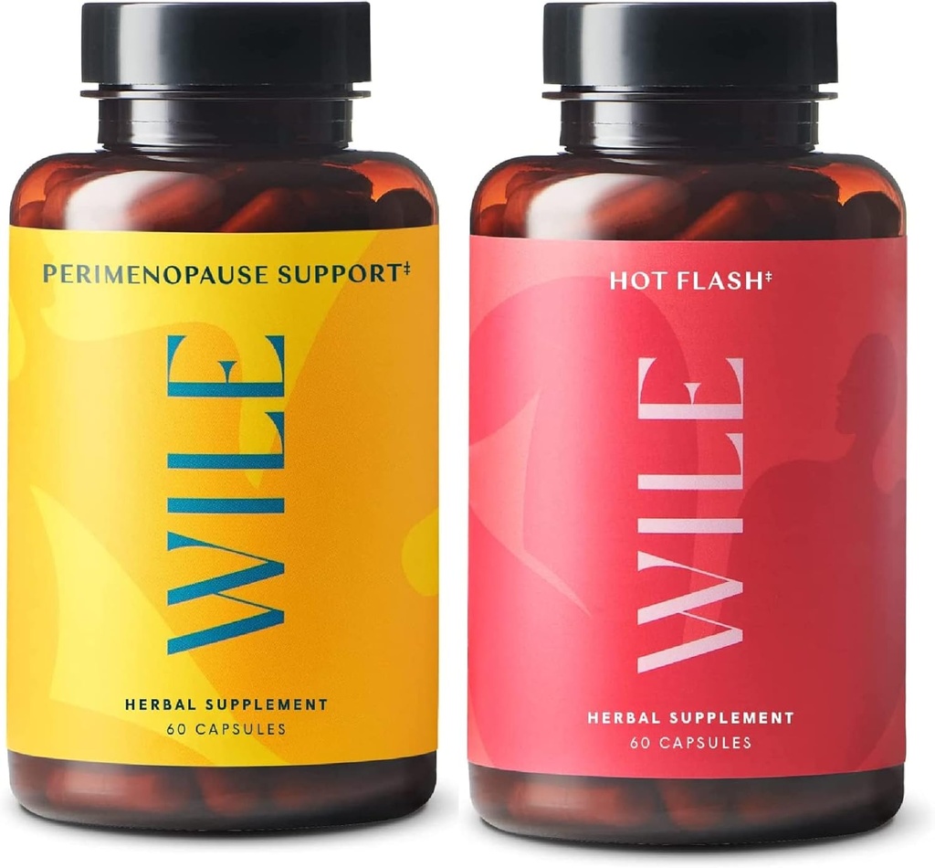 Wile Perimenopauza Podpora + Hot Flash Supplements, 2-Pack Menopauza Podpora pre ženy, (2) Fľaše 60 Kapsule Každý, 120 Celkom
