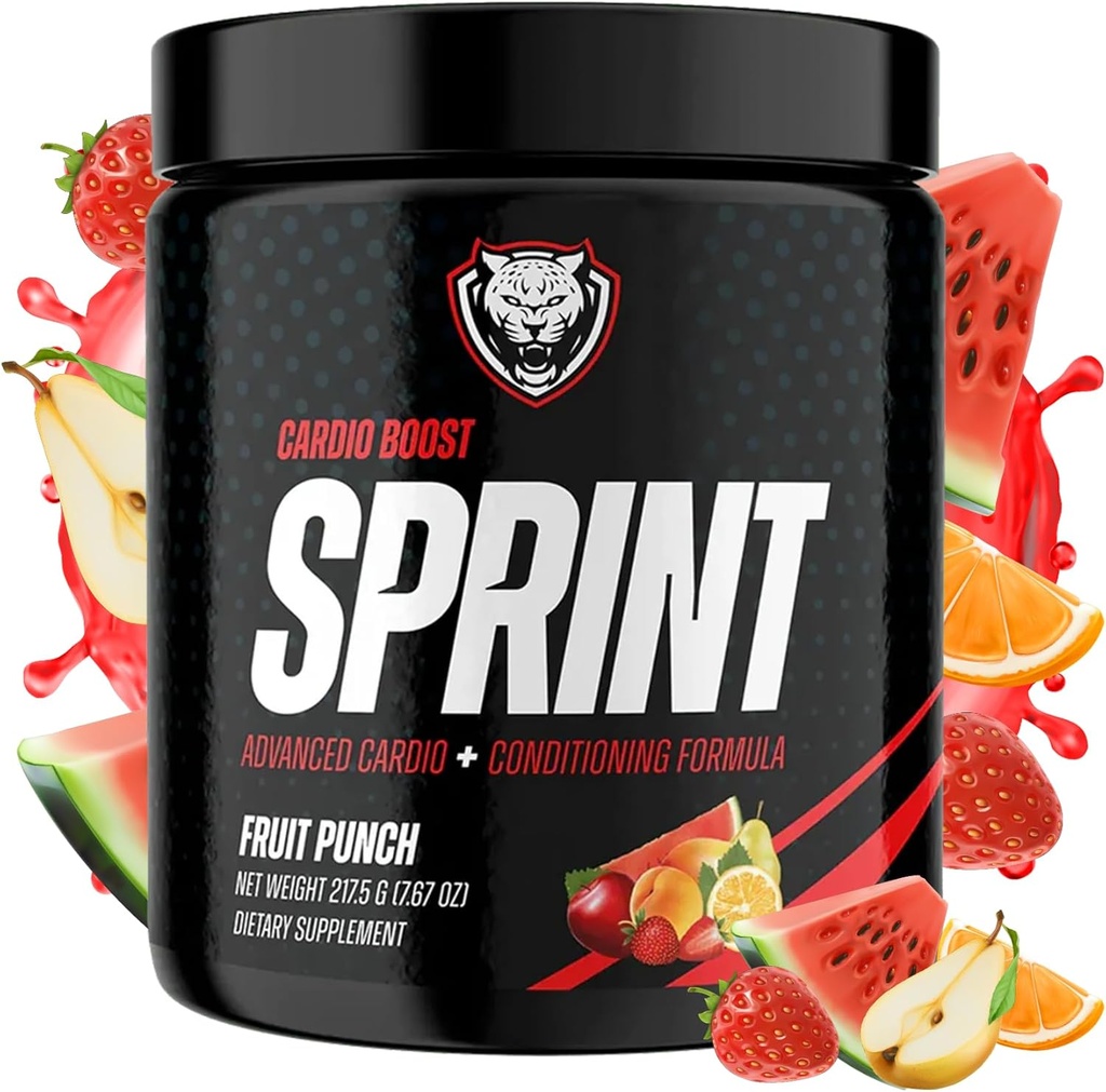 6AM Beh Sprint - Pre cvičenie Powder for Instant Energy Boost for Cardio and Focus - Žiadne nervy, vysokoenergetické kondicionovanie Formula - všetky prírodné, Keto, Vegan (Ovocné Punch, plná fľaša)