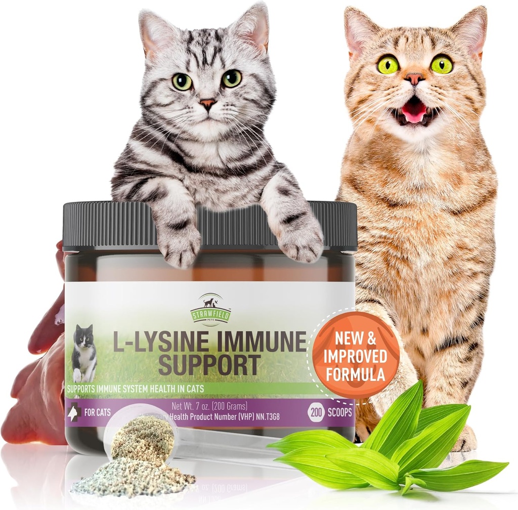 Strawfield Domáce zvieratá L-Lysine Imunitná podpora pre mačky & Kittens - 200g kuracie pečeň chuťové granulát s lopatkou, Imunitné zdravie doplnok Cat úľava prechladnutie, sipot, kongescia, beh nosa, Vodnaté oči