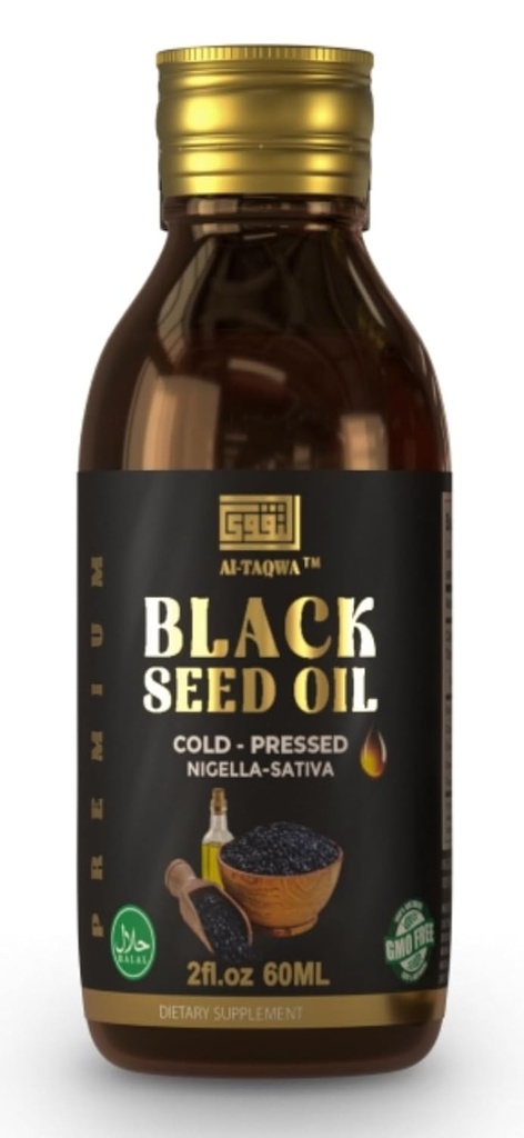 Olej z čiernych semien, čistý olej z čiernych kôrových semien (Nigella Sativa) Kalonji, lisovaný za studena, nerafinovaný, tymochinón, vegánsky priateľský, negeneticky modifikovaný, tekutý 60ml