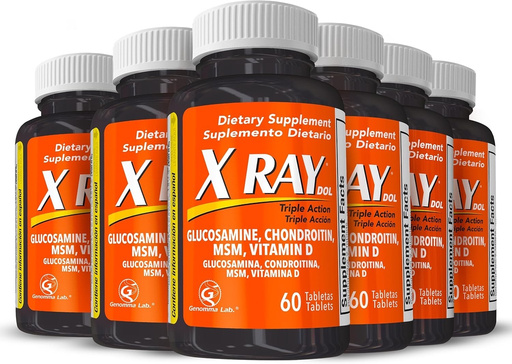 X Ray Dol Triple Action Joint Suplement with Glucosamine 1500mg, Chondroitín 800mg, MSM 750mg a 5X Vitamín D for Healthy Joints, Bones & Cartilage - 60 Počet na fľašu - 6 Balenie