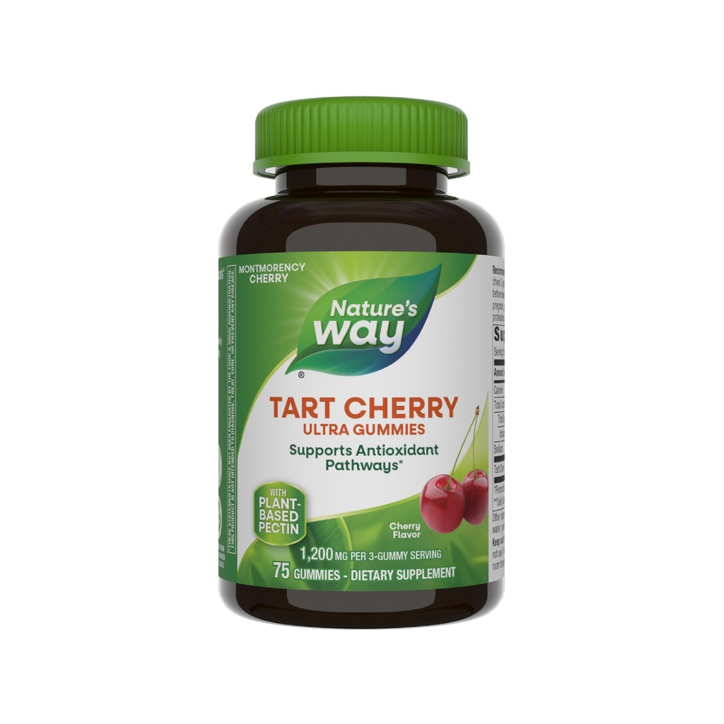 Nature's Way Tart Cherry Ultra Gummies, Antioxidant Support from Anthocyanins*, 1200 mg per 3-Gummy Serving, Cherry Ochutené, Gluten Free, Vegetarián, 75 Count (Backaging May Vary)