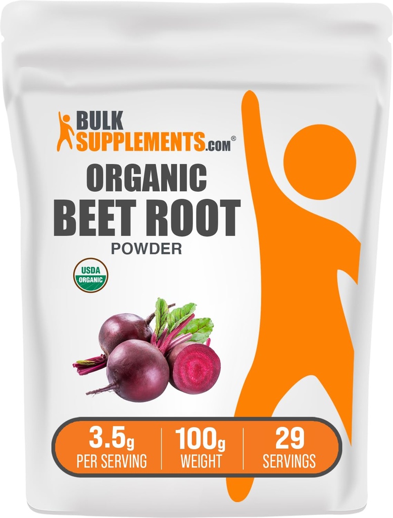 BulkSupplementments.com Organické Beet Root Powder - Superfood Supplement, Repeat Root Supplements - Vegan & Gluten Free, 3,5g per Serving, 100g (3,5 oz) (Pack of 1)