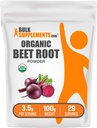 BulkSupplementments.com Organické Beet Root Powder - Superfood Supplement, Repeat Root Supplements - Vegan & Gluten Free, 3,5g per Serving, 100g (3,5 oz) (Pack of 1)