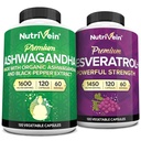 Nutrivein Premium Ashwagandha Kapsule a resveratrol Supplement Bundle: High-absorption Resveratrol Kapsule a Ashwagandha Supplements for Balance, Vitalita, & Repair