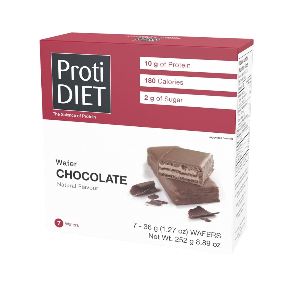 ProtiDIET Čokoláda Bielkoviny Wafer Bary - High-Protein Low Sugar Snacks, No Trans Fat Energizing Nutrient-Rich čokoládové Wafers, Perfect On The Go Nutritional Snack - 7 Bielkoviny Wafers per Box