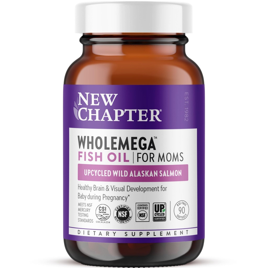 Nová kapitola pre Moms Fish Oil Supplement, Tiny Capsules, 2000mg per Serving, Prenatal DHA with Omega-3 + Vitamín D3 pre prenatálnu a postnatálnu podporu, 500mg Každý - 90 Počet