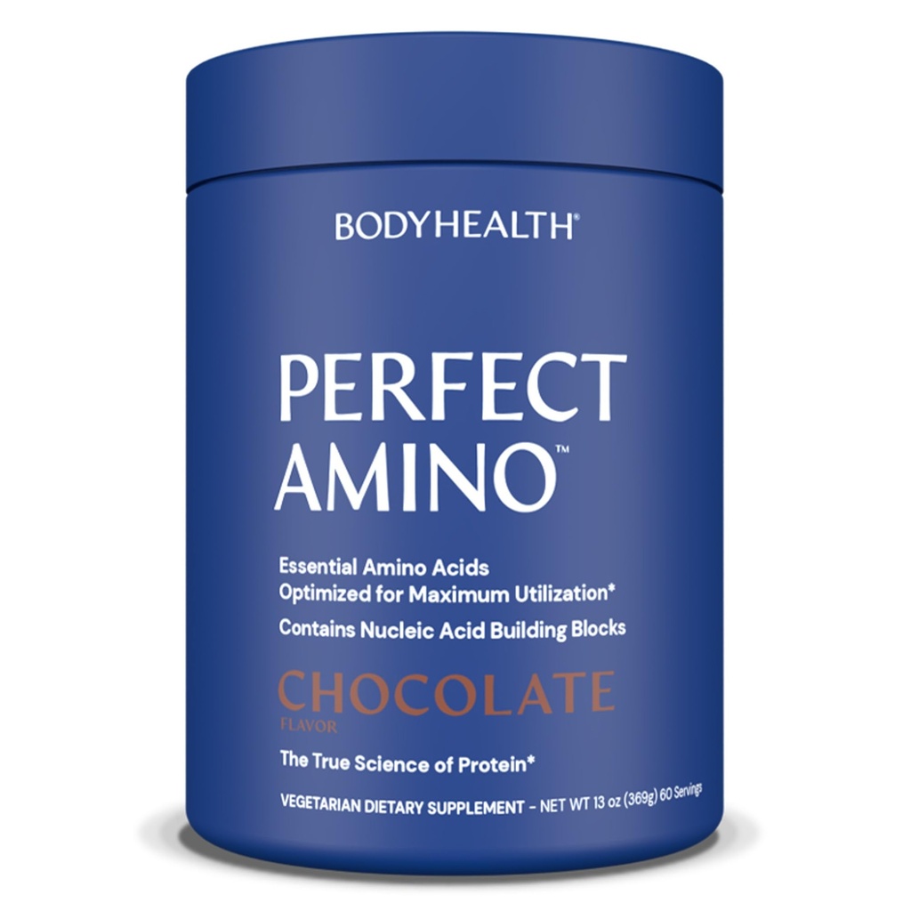 TeloHealth PerfectAmino Powder - BCAA a EAA Powder pre pre a po tréningu - Aminokyselinový nápoj pre mužov a ženy na podporu chudého svalstva a zotavenie - Čokoláda - 60 Serviv